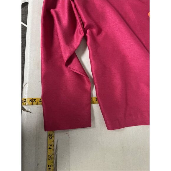Peter Popovitch Satin 3 pc Suit Set Jacket, Top & Pants Pink & Orange Medium/Sma - Picture 16 of 16